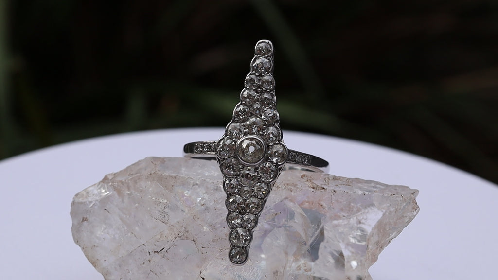 Old Mine Cut Diamond Ring in Platinum