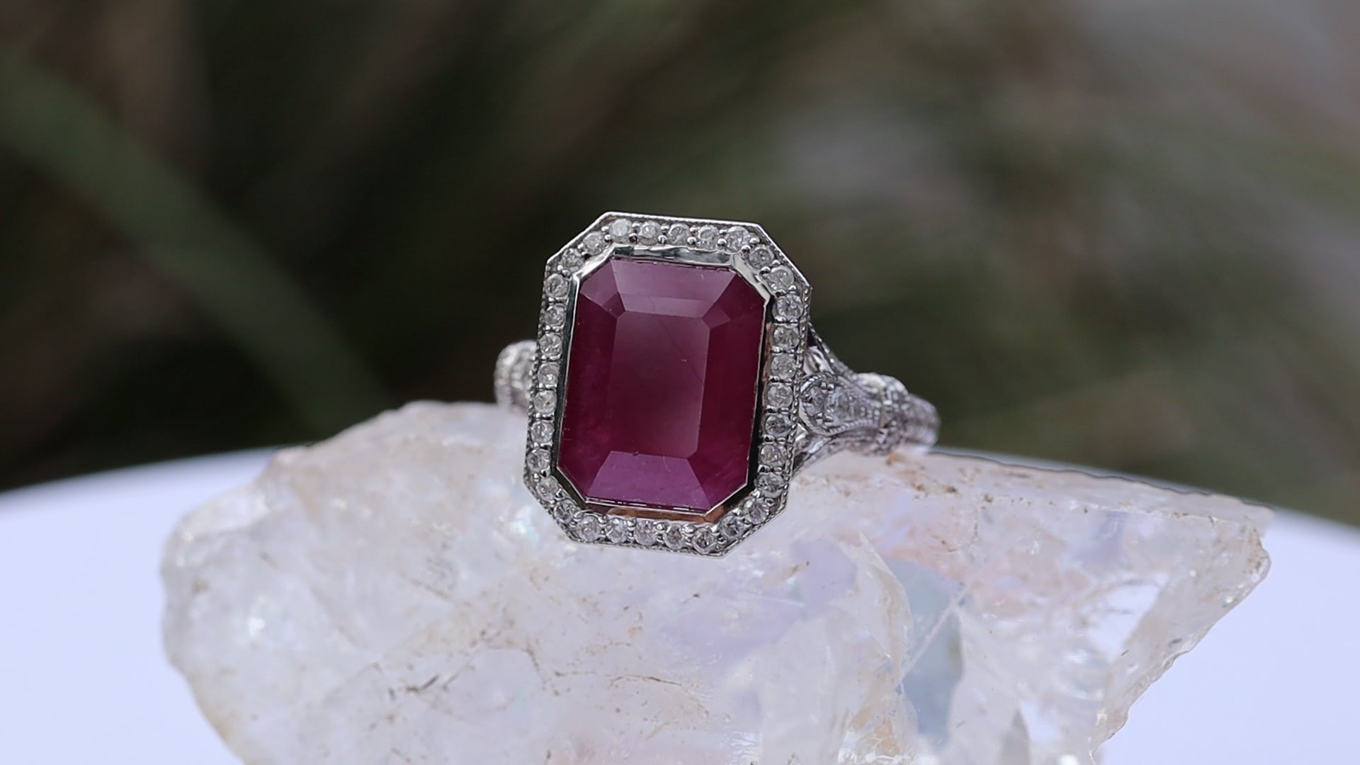 Ruby and Diamond Ring in 14ct White Gold