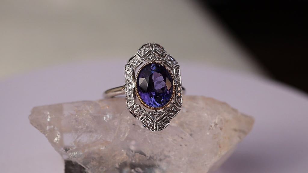 Tanzanite and Diamond Ring in Platinum