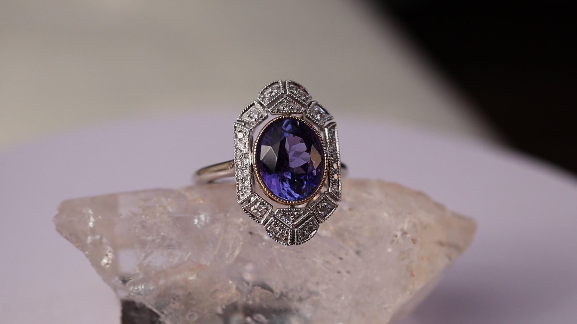 Tanzanite and Diamond Ring in Platinum