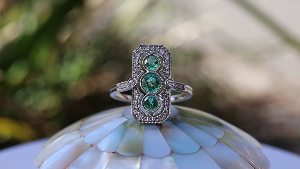 Colombian Emerald and Diamond Ring in 18ct White Gold