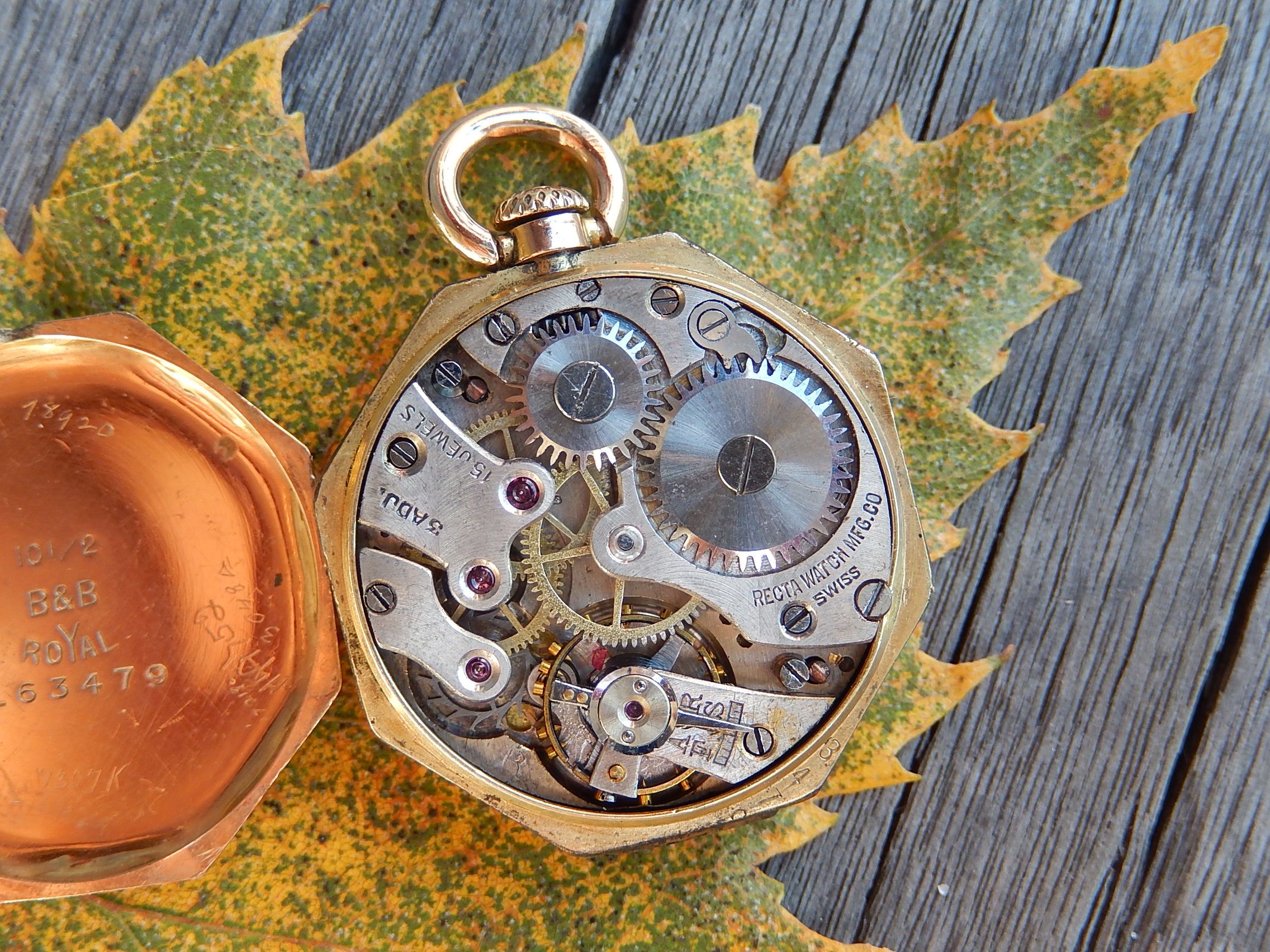 Rose Gold Plate Recta Swiss Movement Watch c.1900