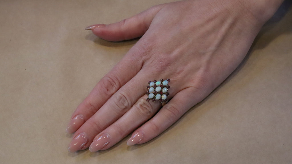 Opal and Ruby in 9ct Gold