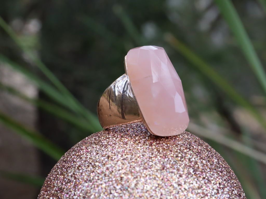 Rose Quartz Bronzallure Ring in 18ct Rose Gold Plate