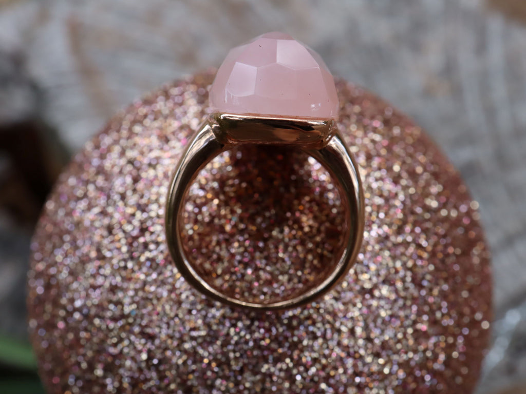 Rose Quartz Bronzallure Ring in 18ct Rose Gold Plate