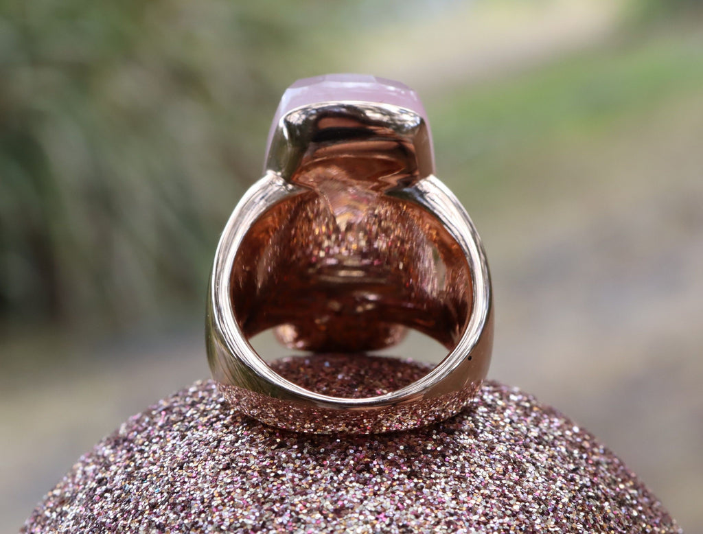 Rose Quartz Bronzallure Ring in 18ct Rose Gold Plate