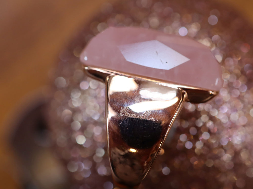 Rose Quartz Bronzallure Ring in 18ct Rose Gold Plate