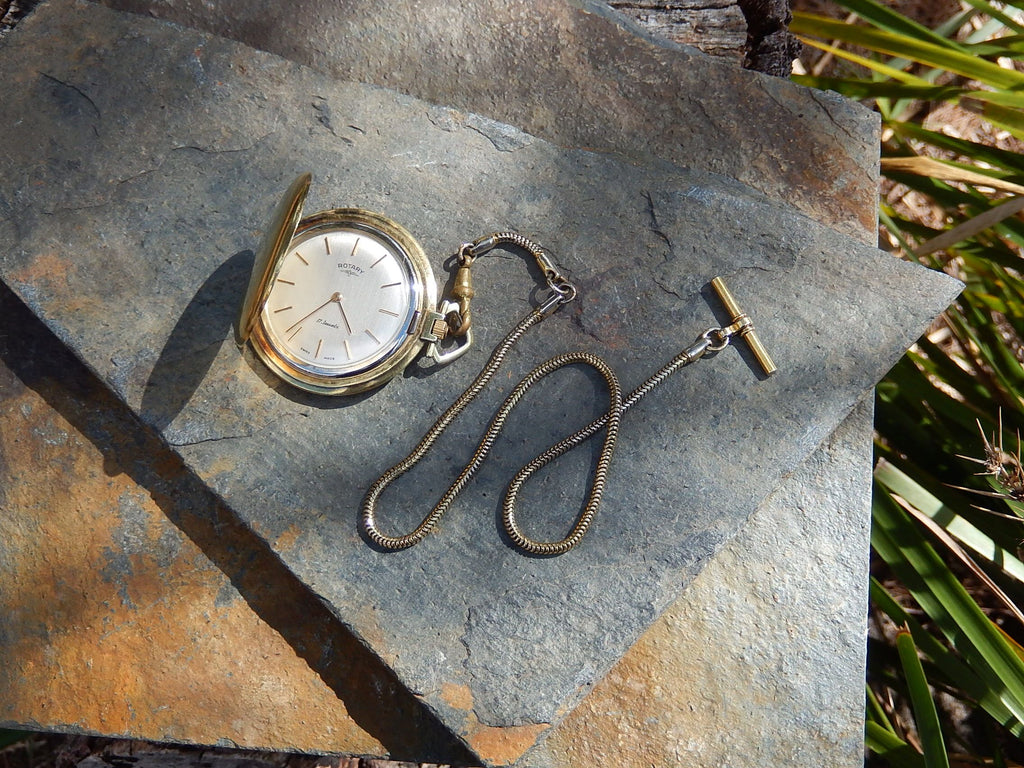 Gold Plate Rotary Swiss Pocket Watch