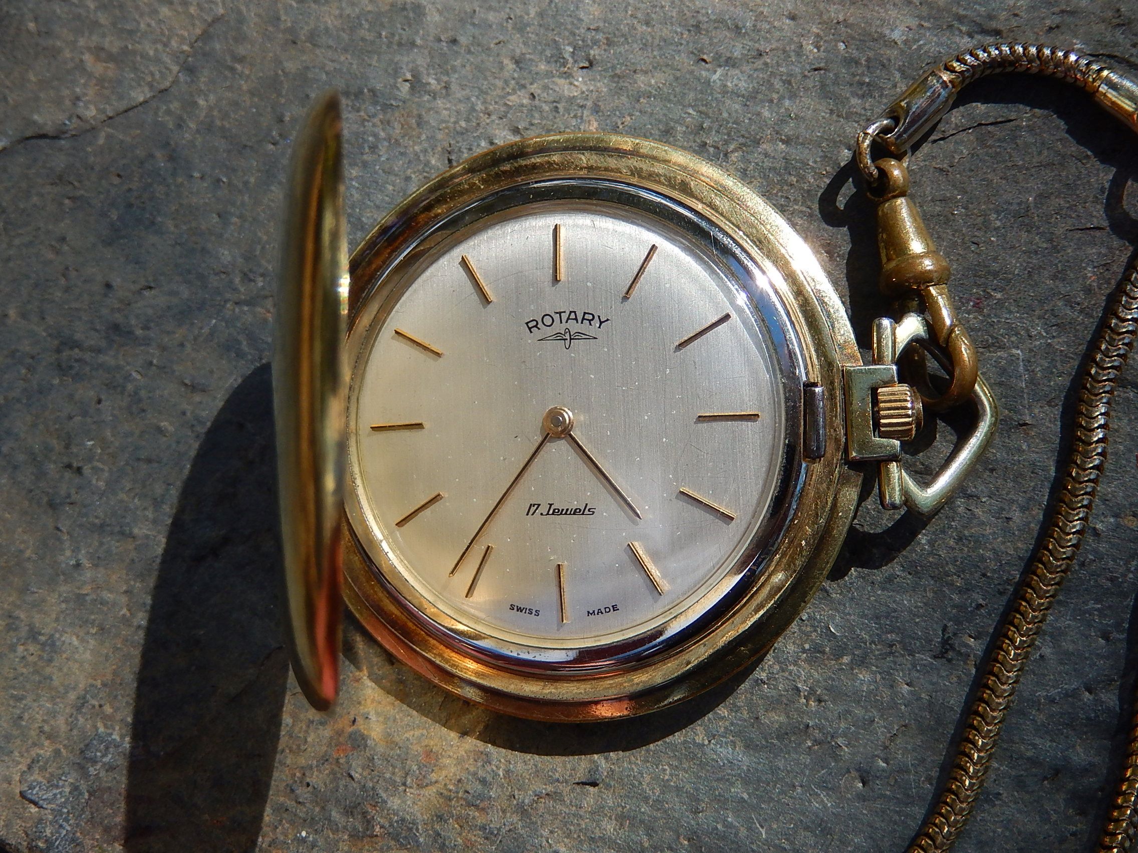 Gold Plate Rotary Swiss Pocket Watch