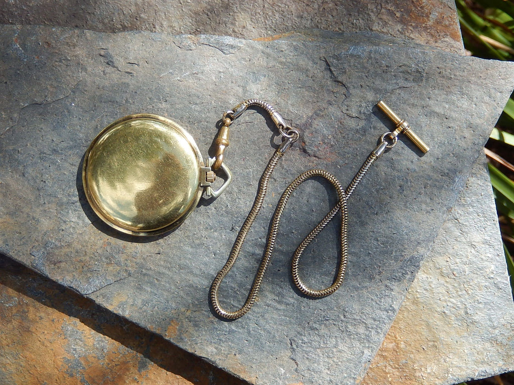 Gold Plate Rotary Swiss Pocket Watch