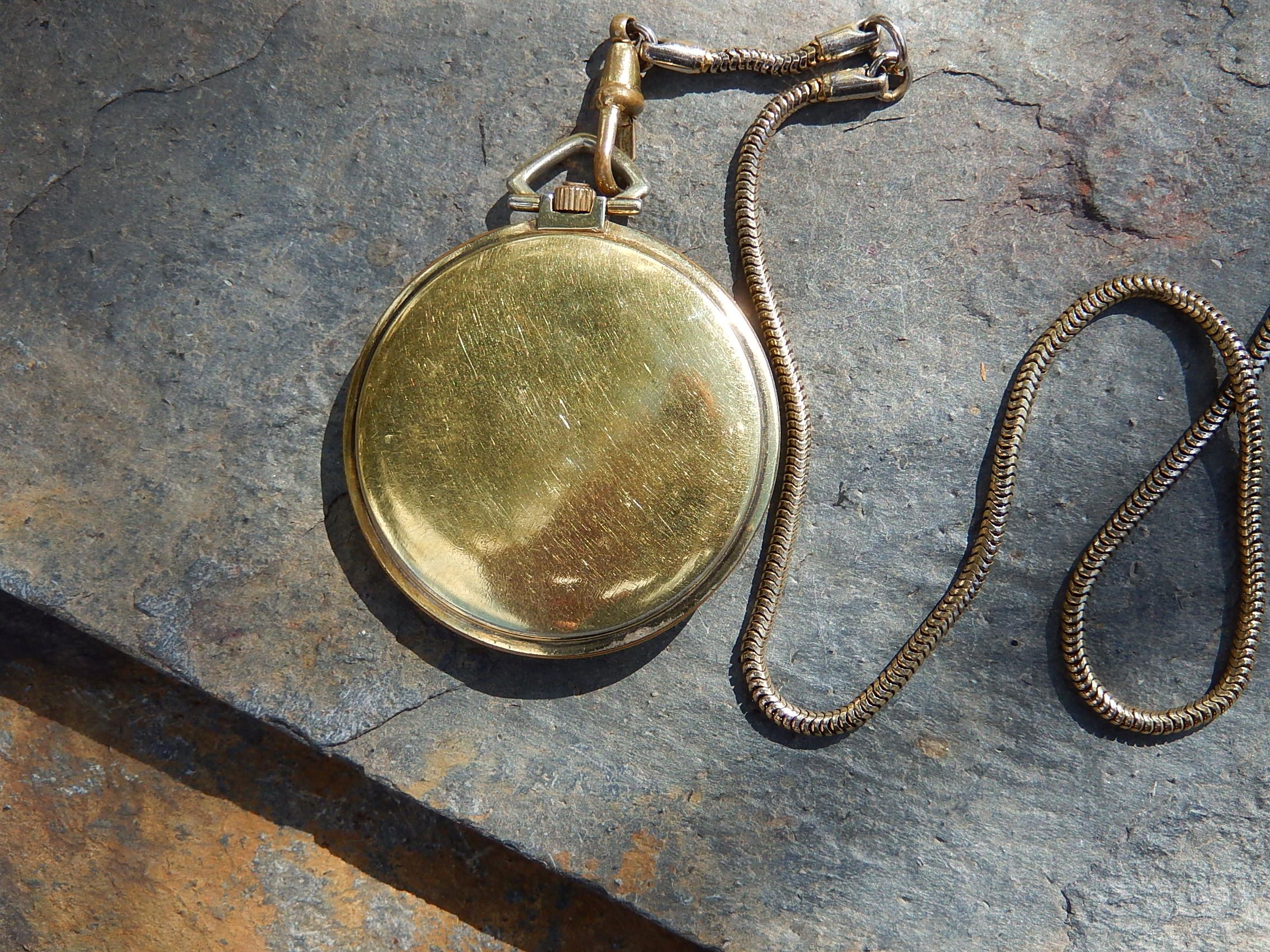 Gold Plate Rotary Swiss Pocket Watch