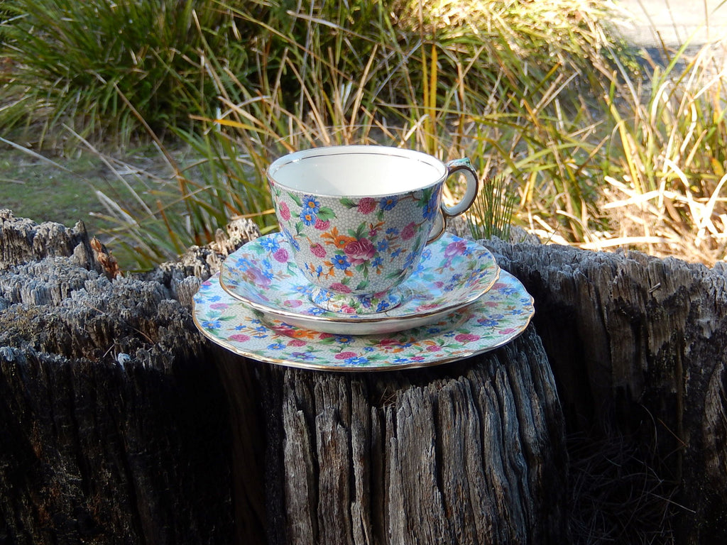 Royal Winton "Old Cottage Chintz" Cup, Saucer and Plate Trio