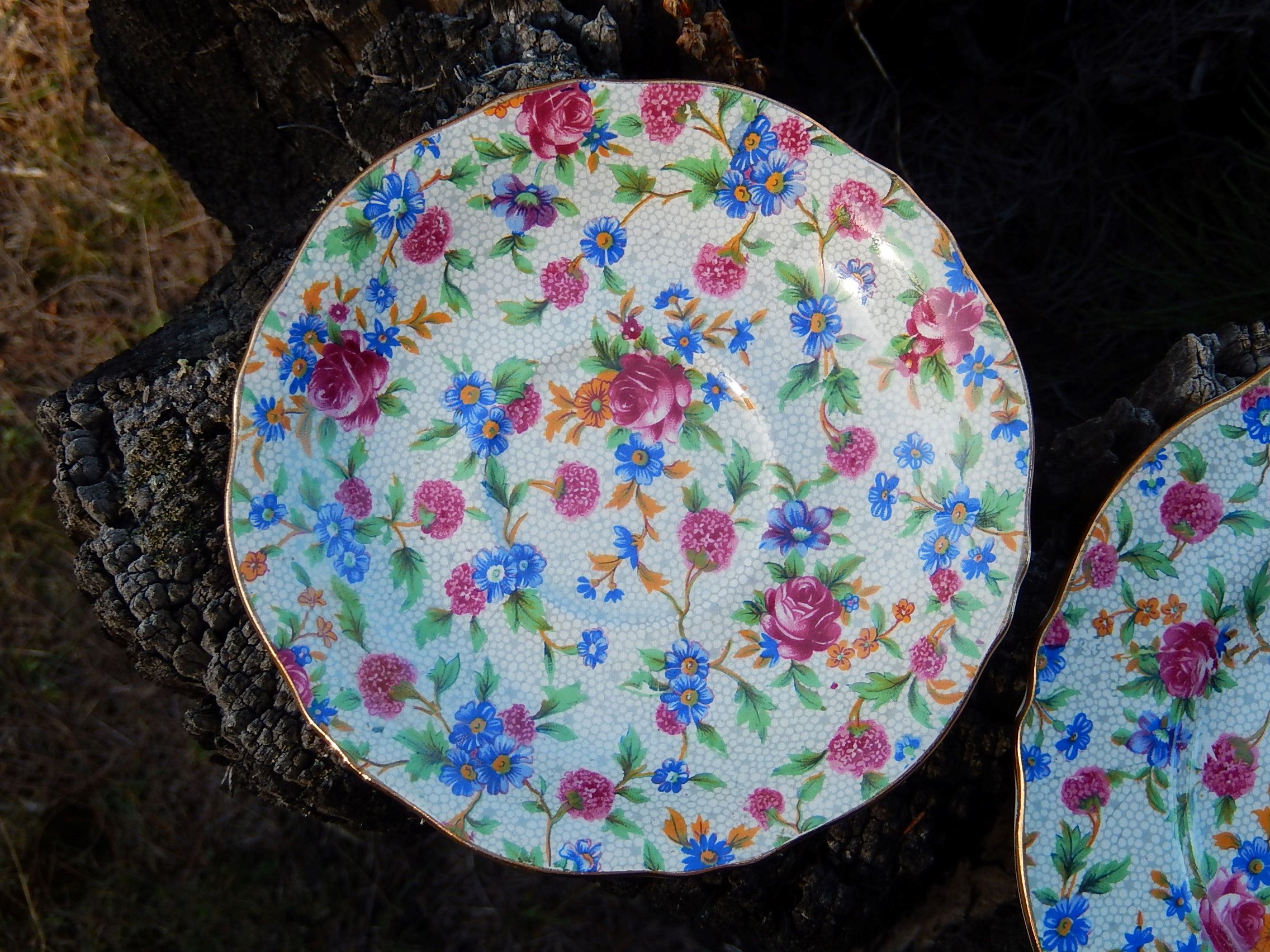 Royal Winton "Old Cottage Chintz" Cup, Saucer and Plate Trio