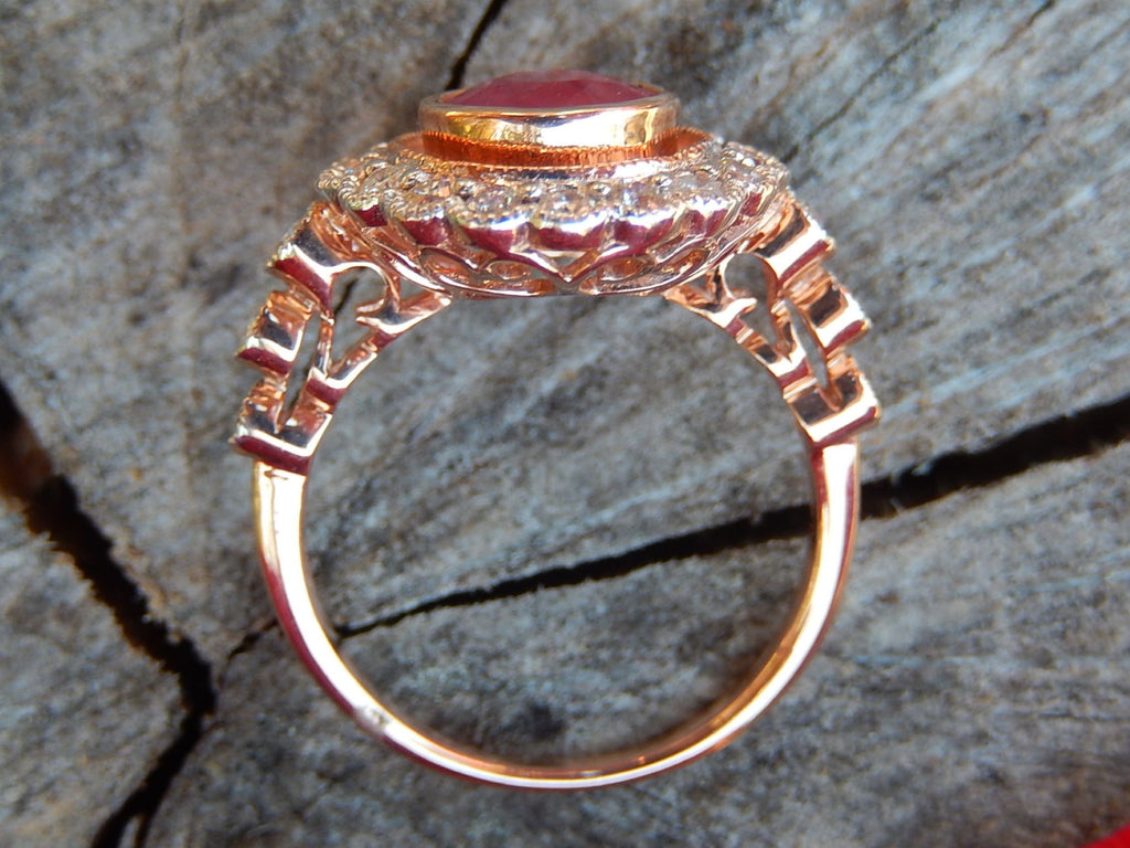 1.67ct Ruby and Diamond Ring in 14ct Rose and White Gold