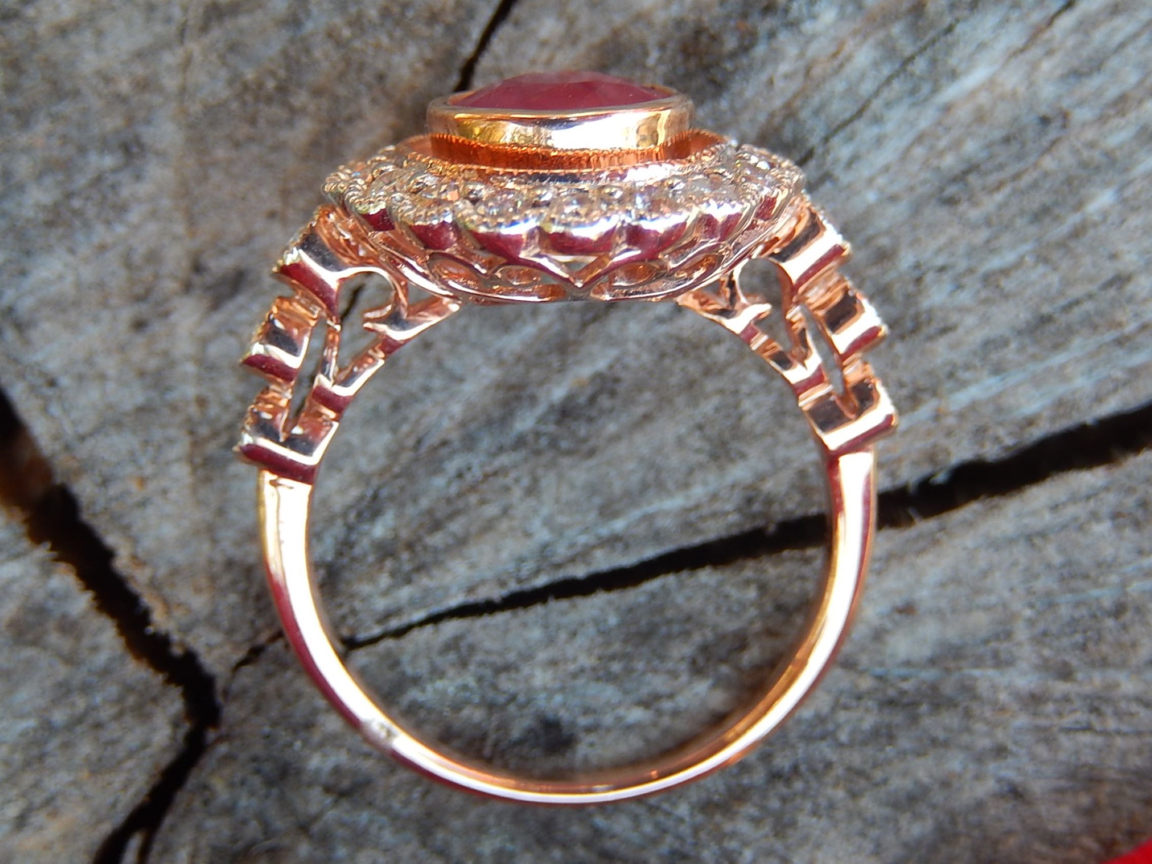 1.67ct Ruby and Diamond Ring in 14ct Rose and White Gold