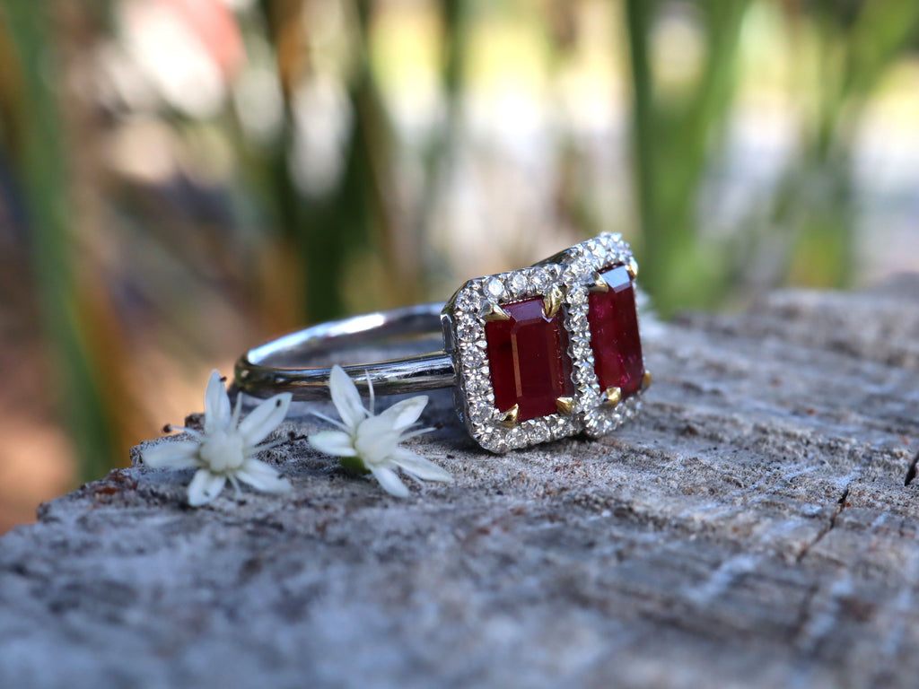 Ruby and Diamond Trilogy Ring in Platinum