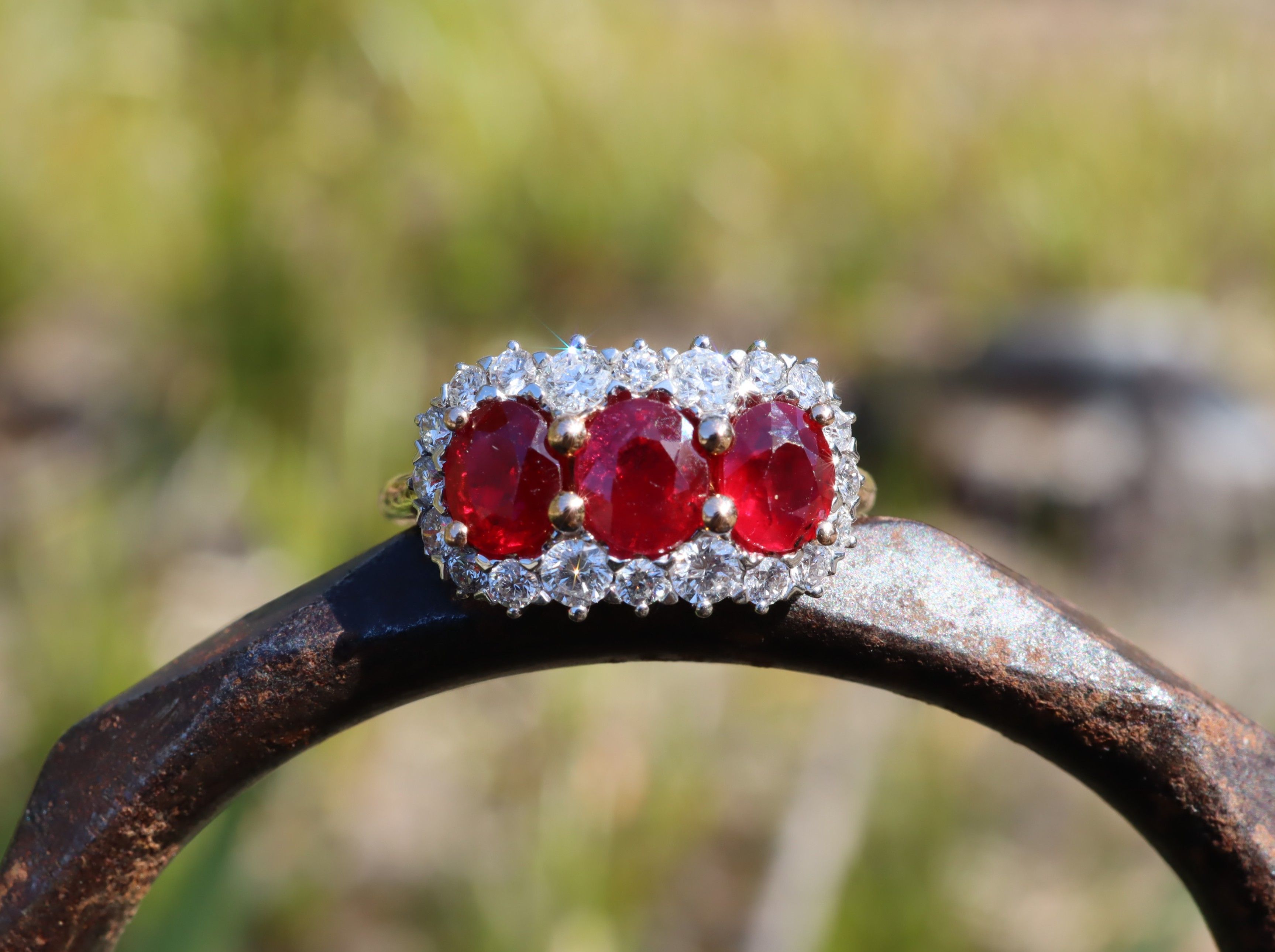 Ruby and Diamond Trilogy Ring in 18ct Rose Gold