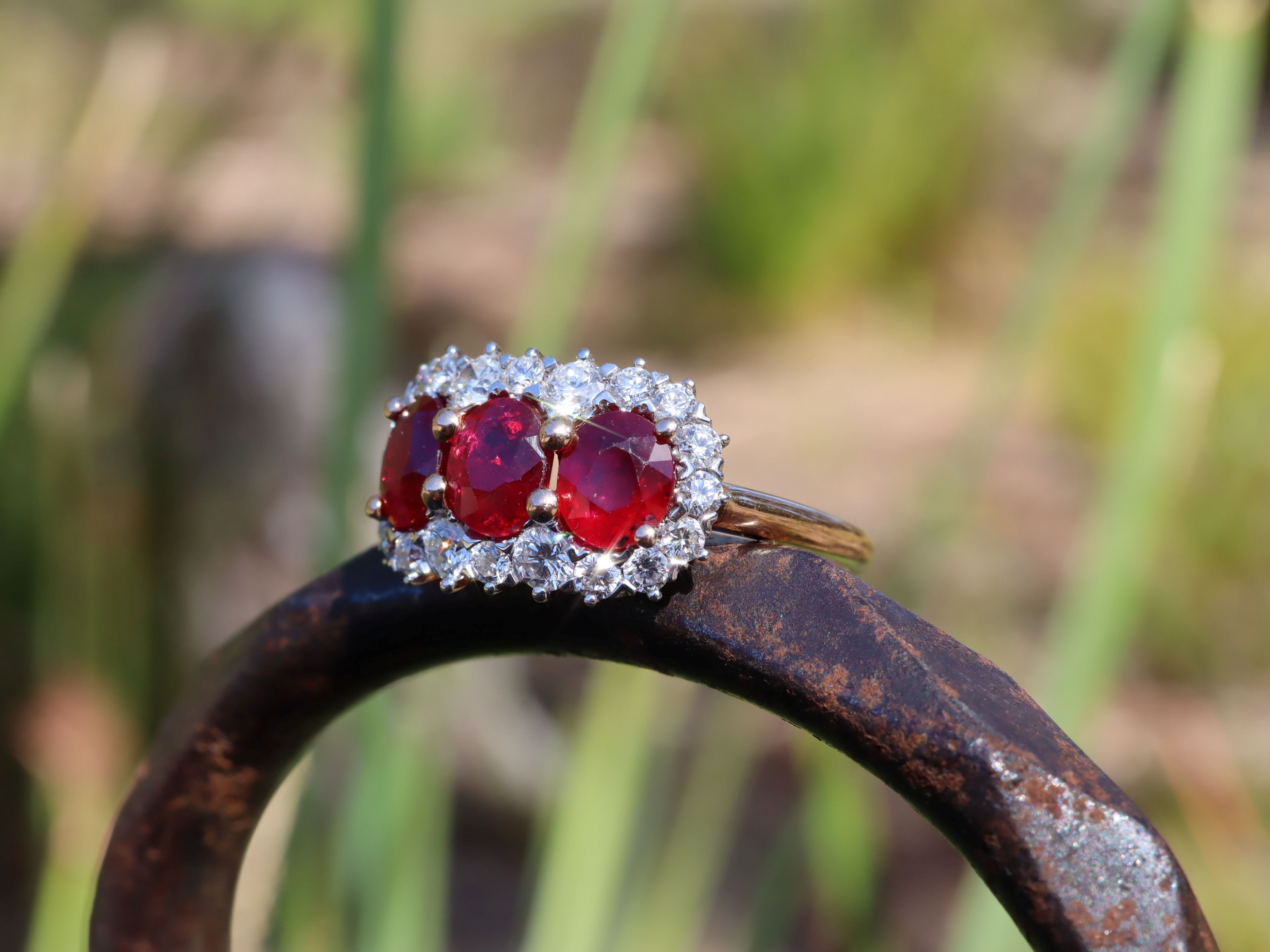 Ruby and Diamond Trilogy Ring in 18ct Rose Gold