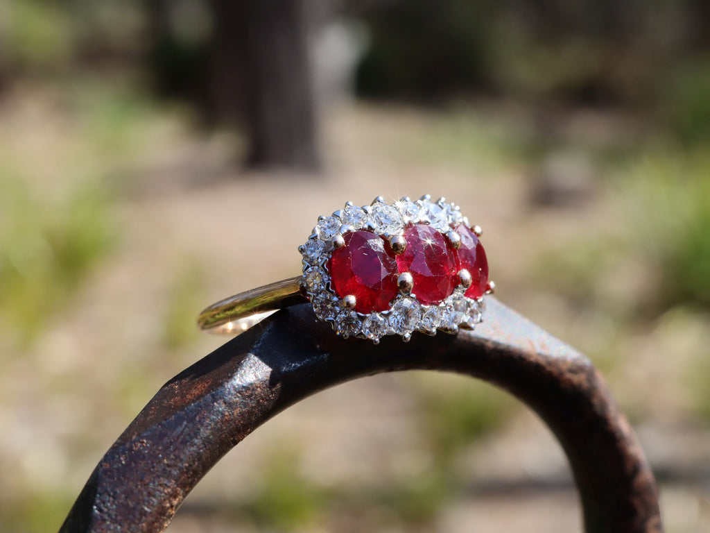 Ruby and Diamond Trilogy Ring in 18ct Rose Gold