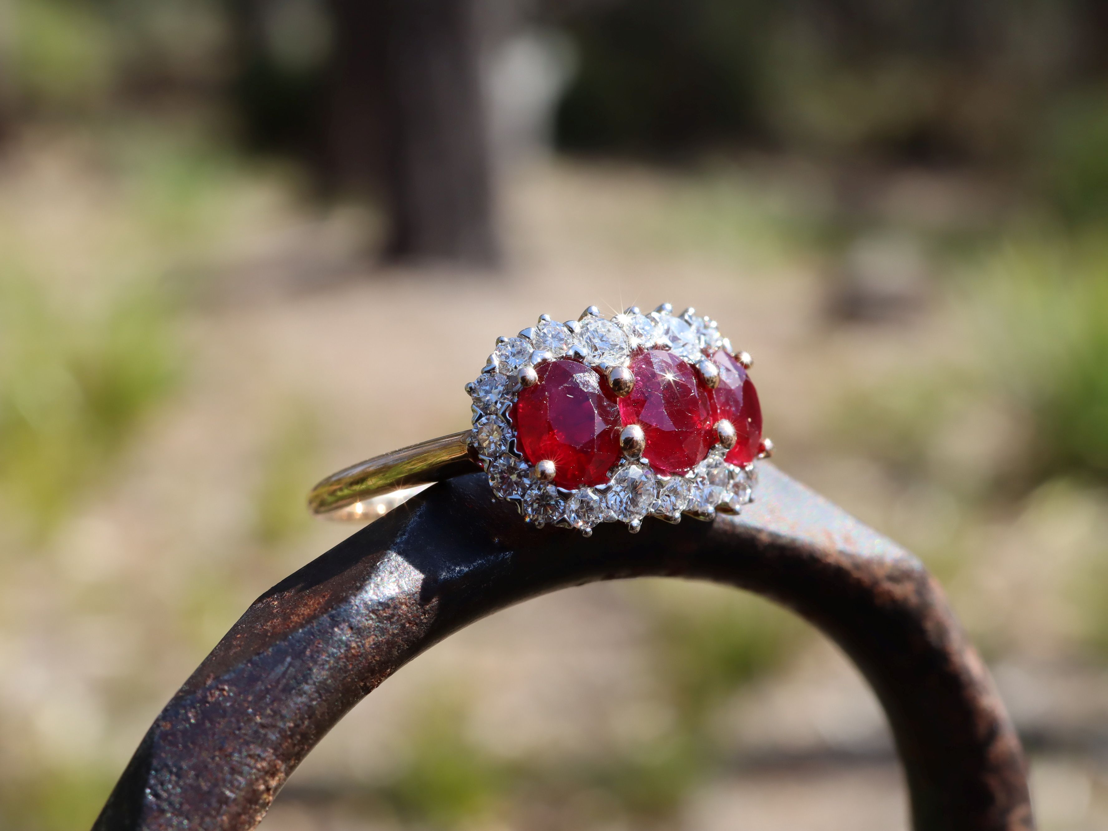 Ruby and Diamond Trilogy Ring in 18ct Rose Gold