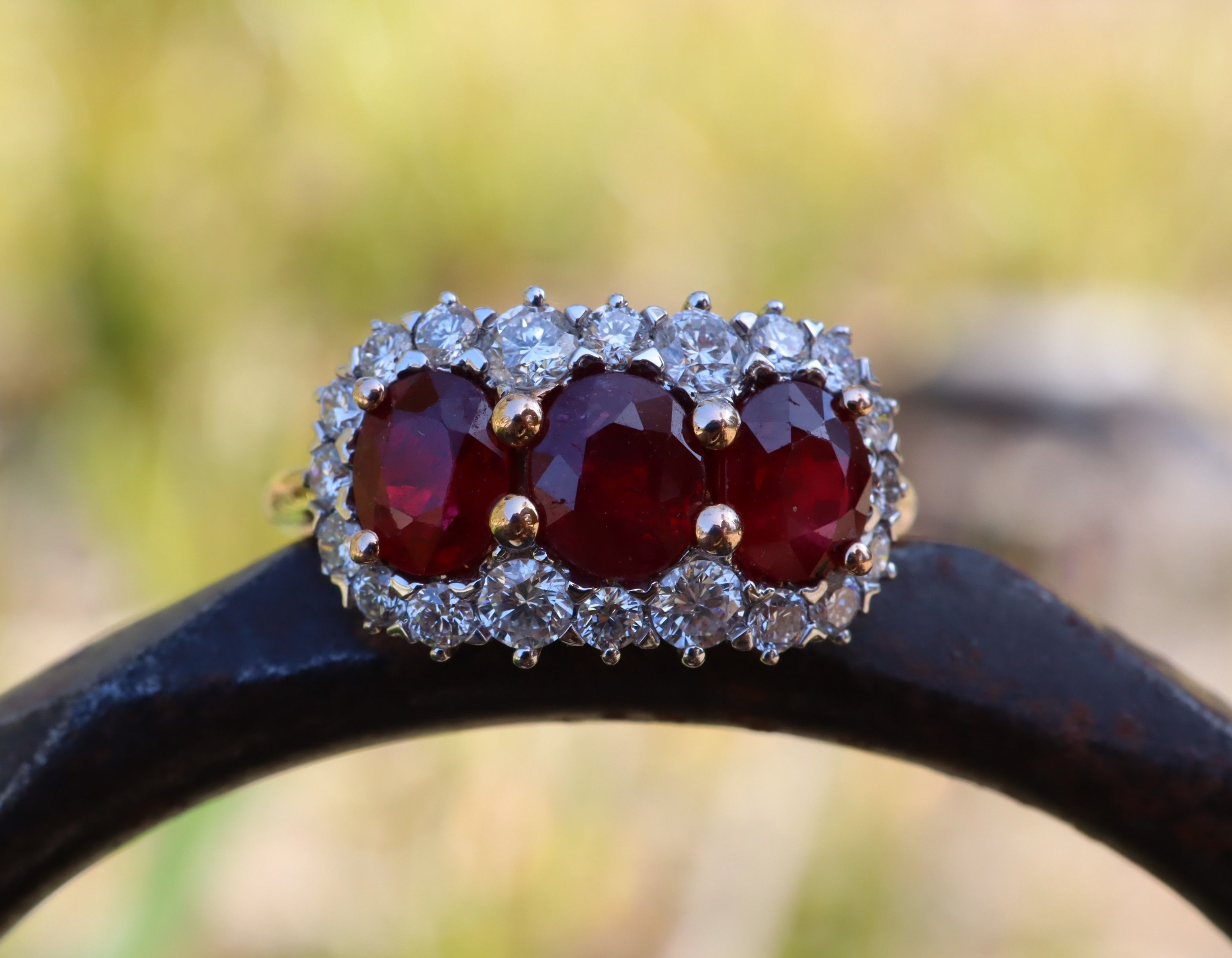 Ruby and Diamond Trilogy Ring in 18ct Rose Gold