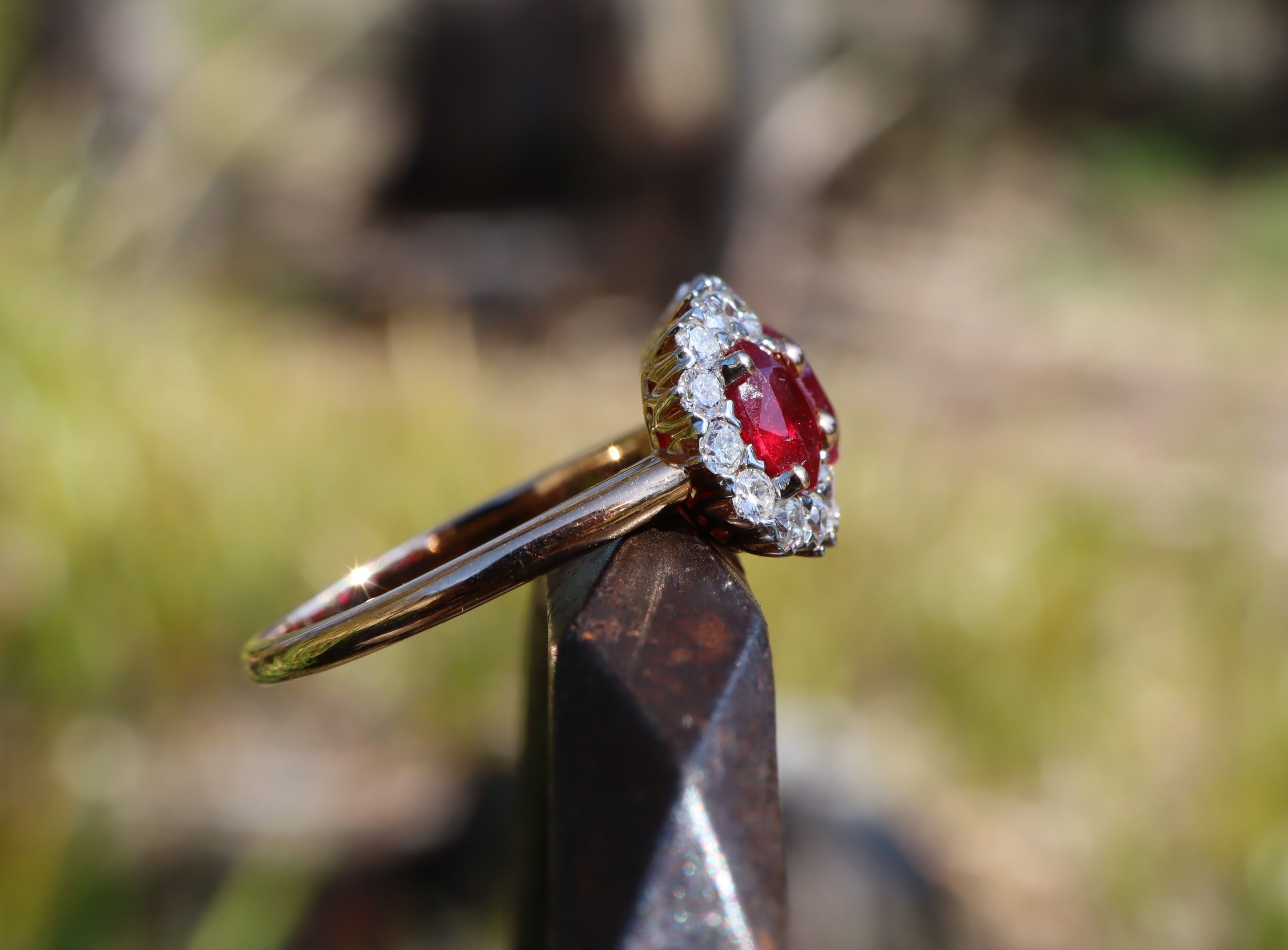 Ruby and Diamond Trilogy Ring in 18ct Rose Gold