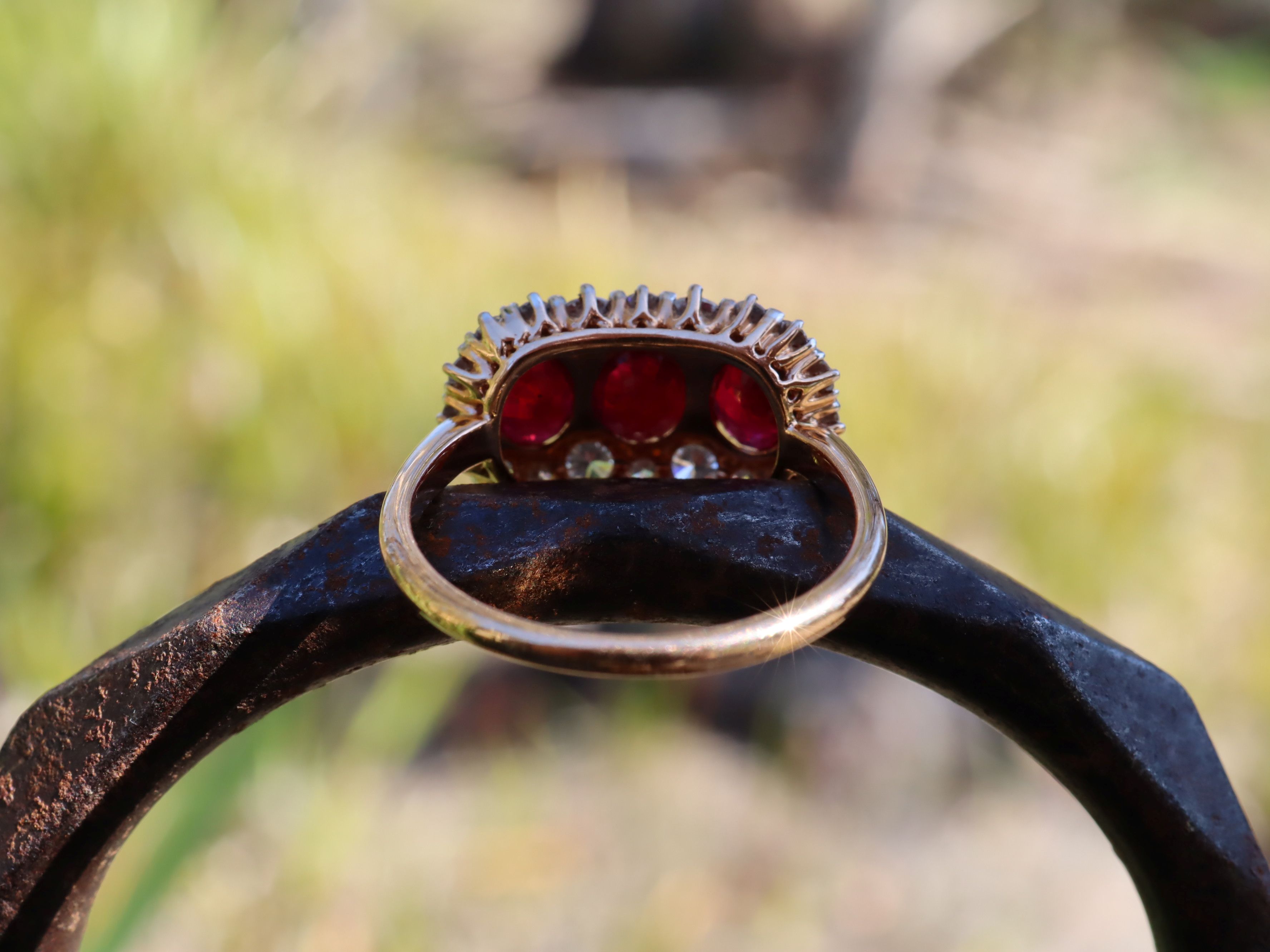 Ruby and Diamond Trilogy Ring in 18ct Rose Gold