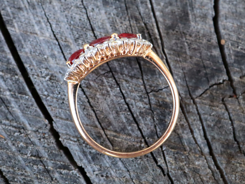 Ruby and Diamond Trilogy Ring in 18ct Rose Gold