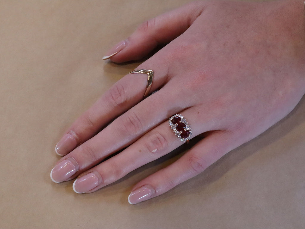 Ruby and Diamond Trilogy Ring in 18ct Rose Gold