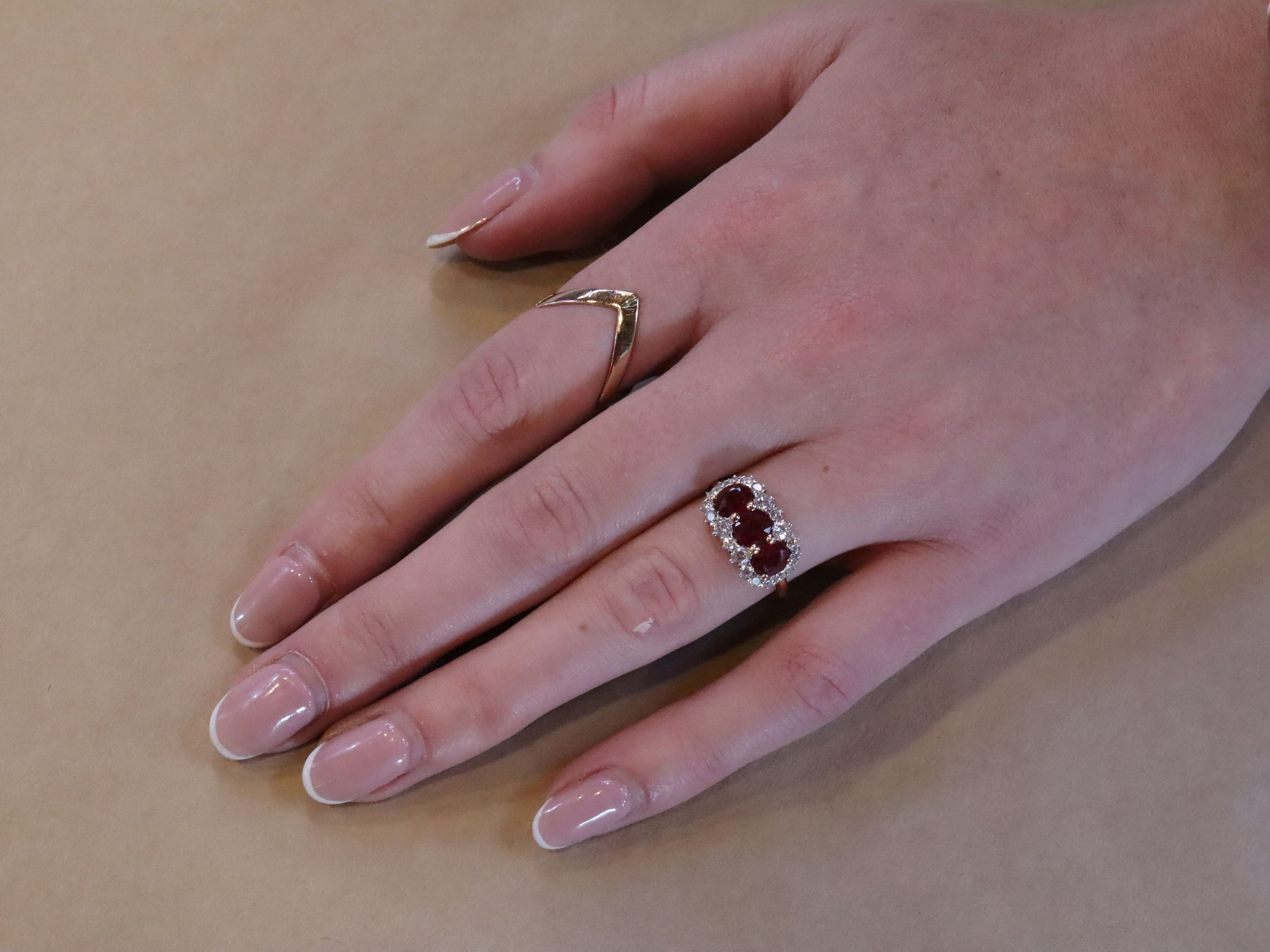 Ruby and Diamond Trilogy Ring in 18ct Rose Gold