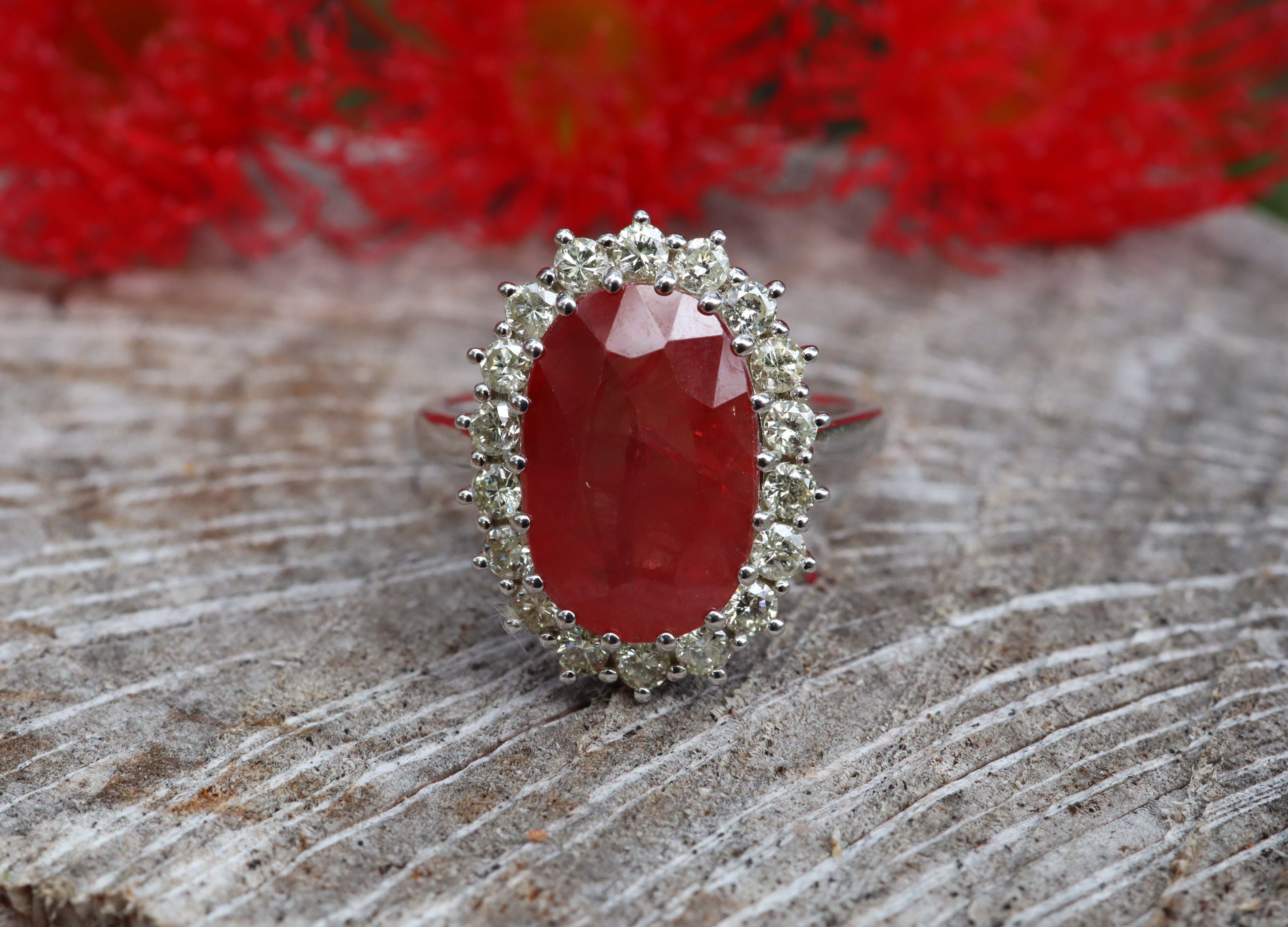 Ruby and Diamond Ring in 14ct White Gold