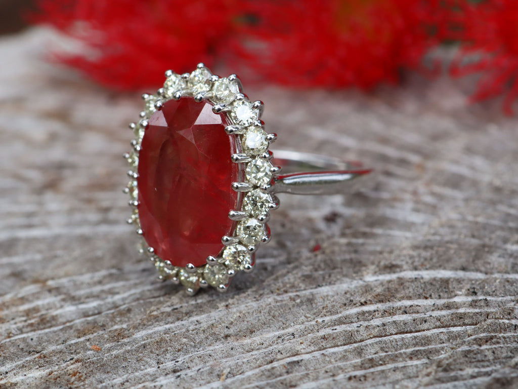 Ruby and Diamond Ring in 14ct White Gold