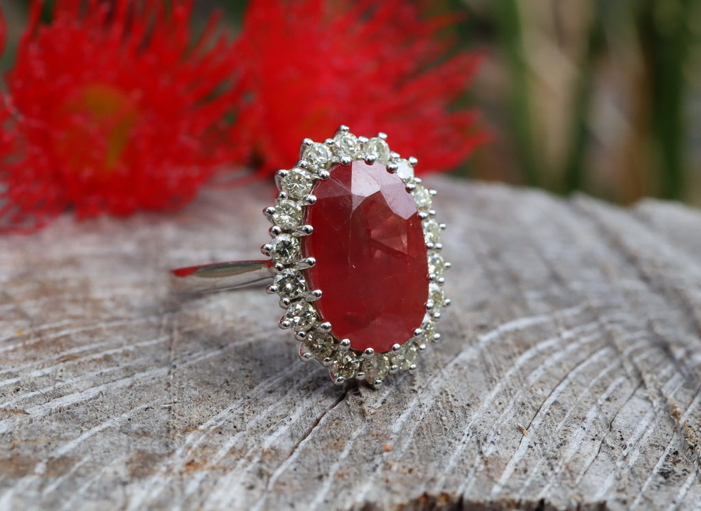 Ruby and Diamond Ring in 14ct White Gold