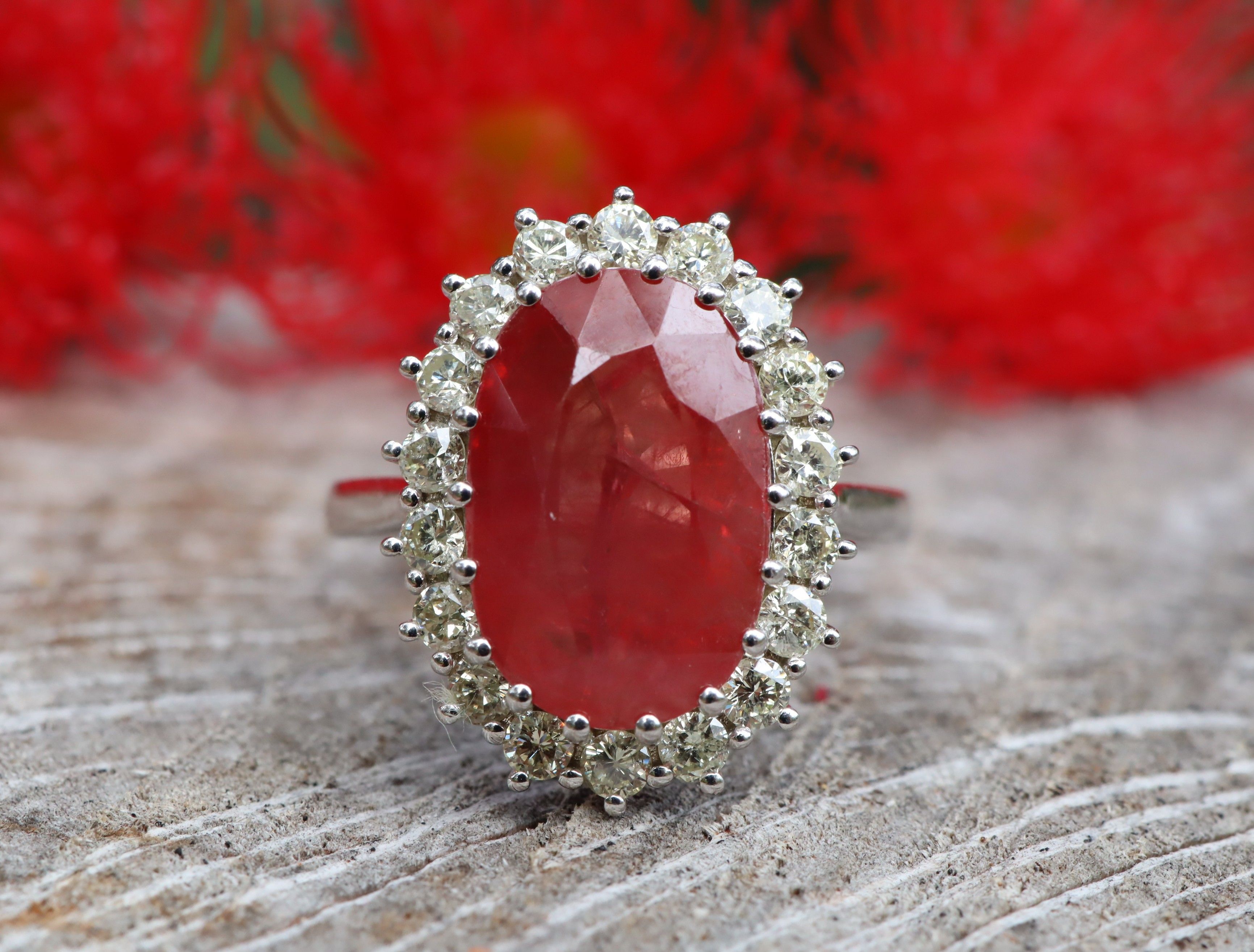 Ruby and Diamond Ring in 14ct White Gold