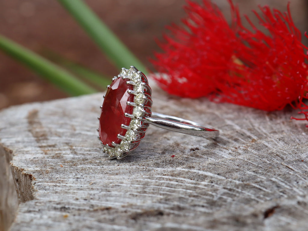 Ruby and Diamond Ring in 14ct White Gold