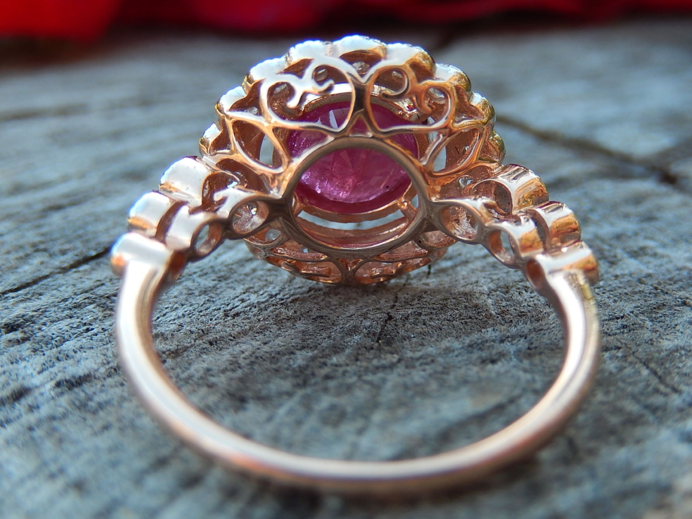 1.67ct Ruby and Diamond Ring in 14ct Rose and White Gold