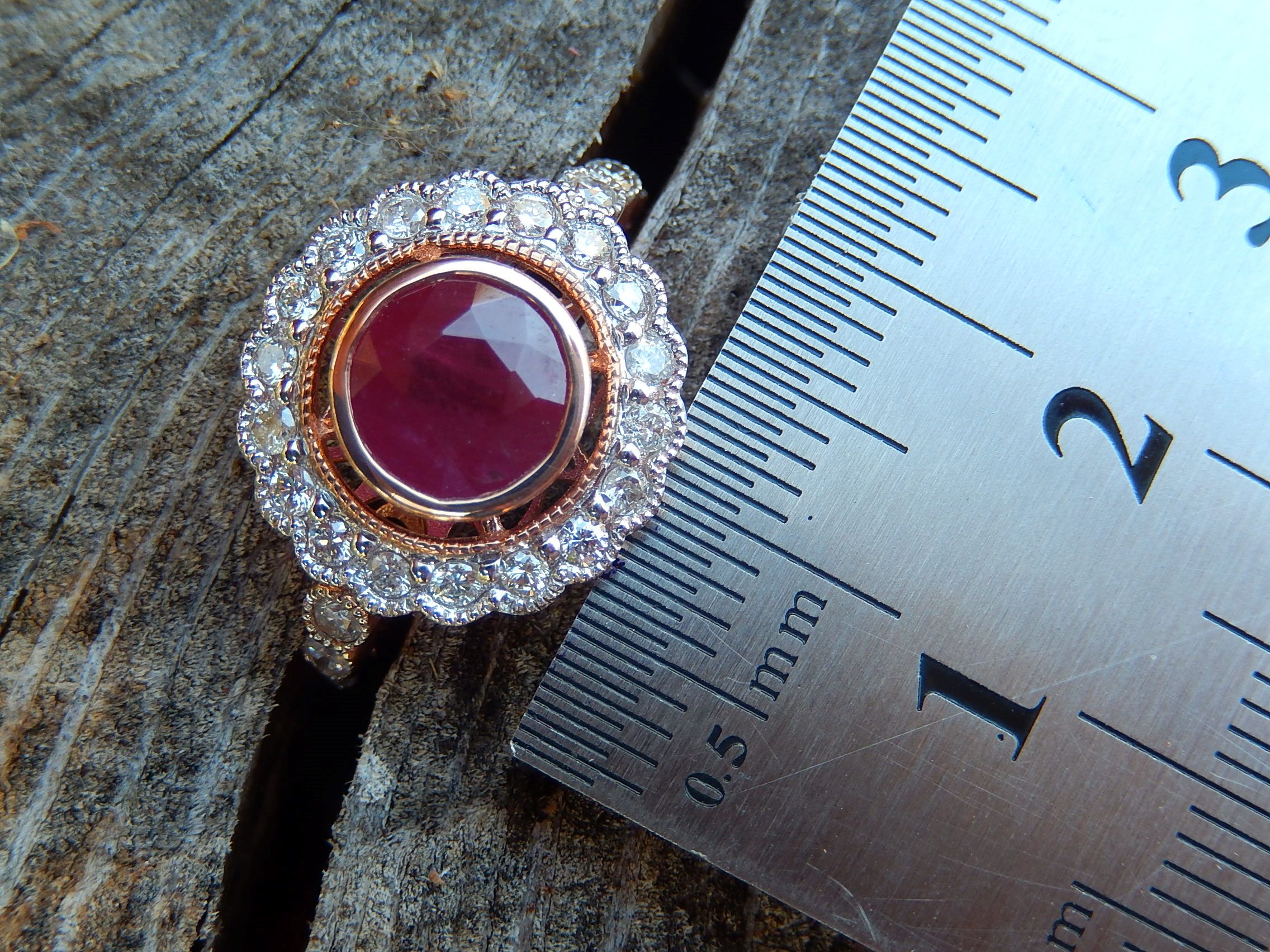 1.67ct Ruby and Diamond Ring in 14ct Rose and White Gold