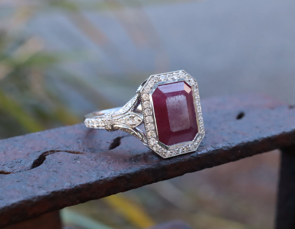 Ruby and Diamond Ring in 14ct White Gold