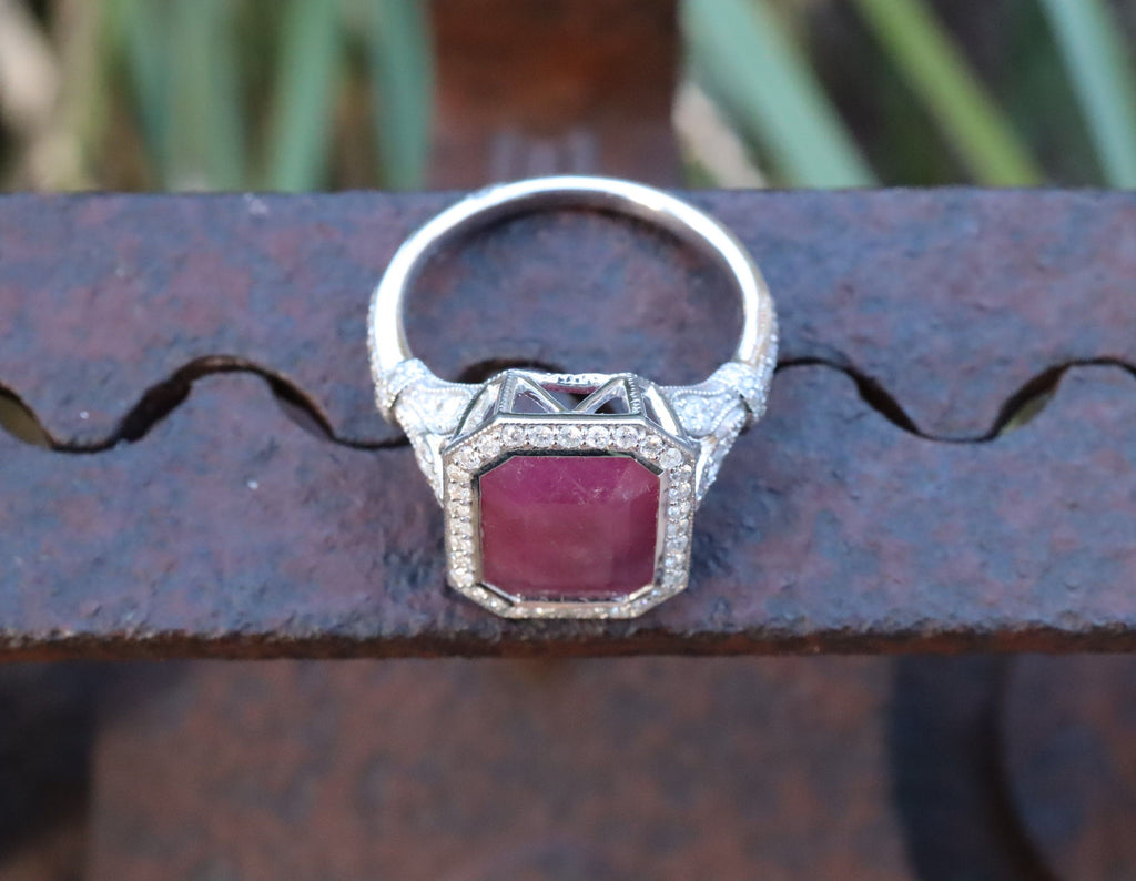 Ruby and Diamond Ring in 14ct White Gold