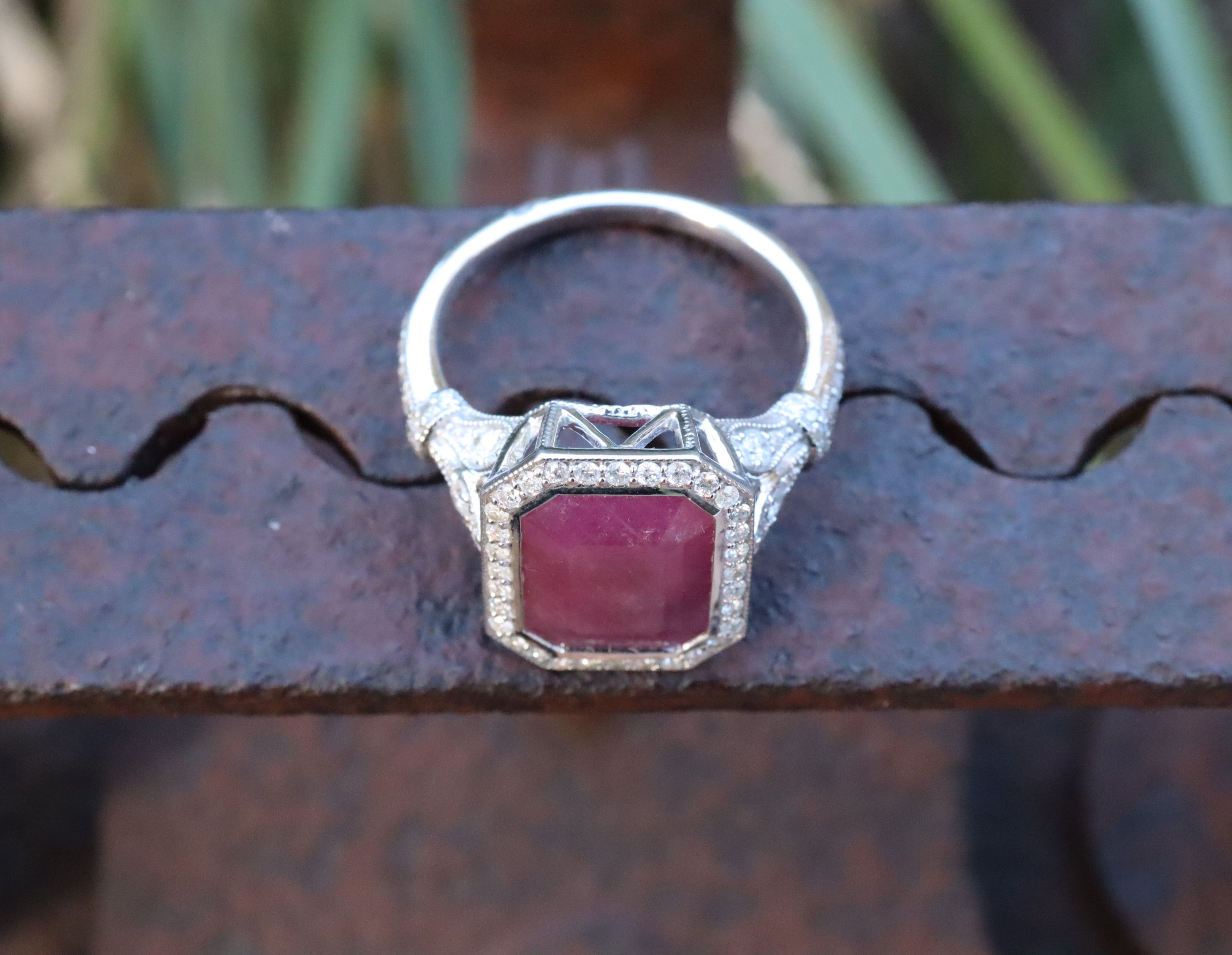 Ruby and Diamond Ring in 14ct White Gold