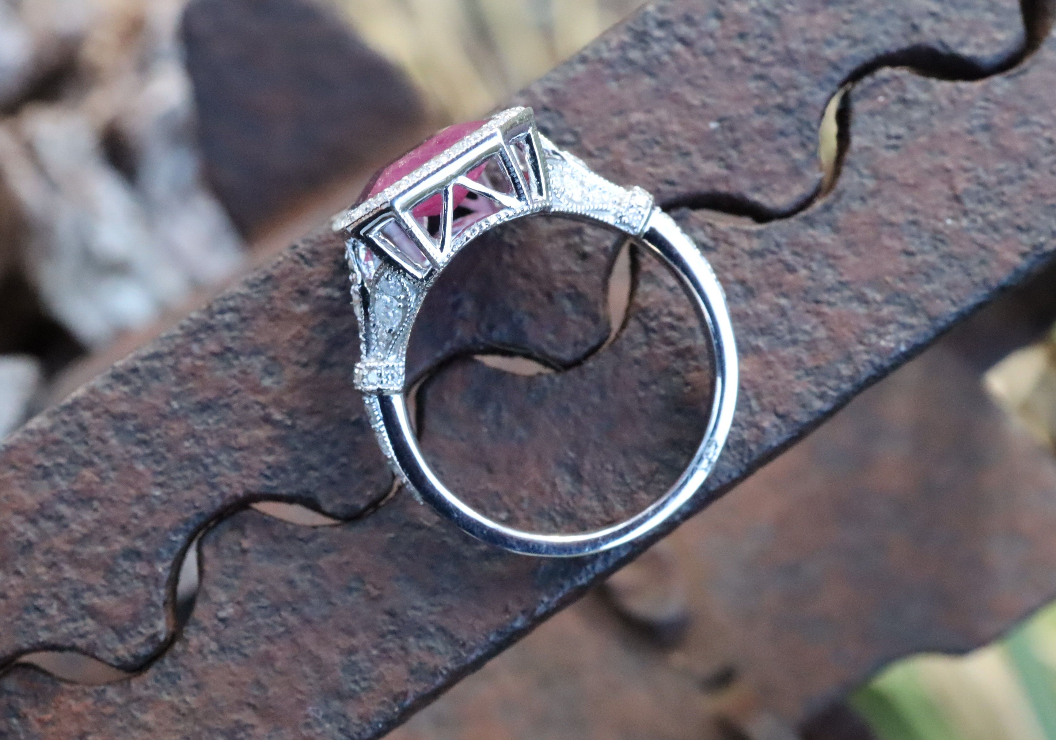 Ruby and Diamond Ring in 14ct White Gold