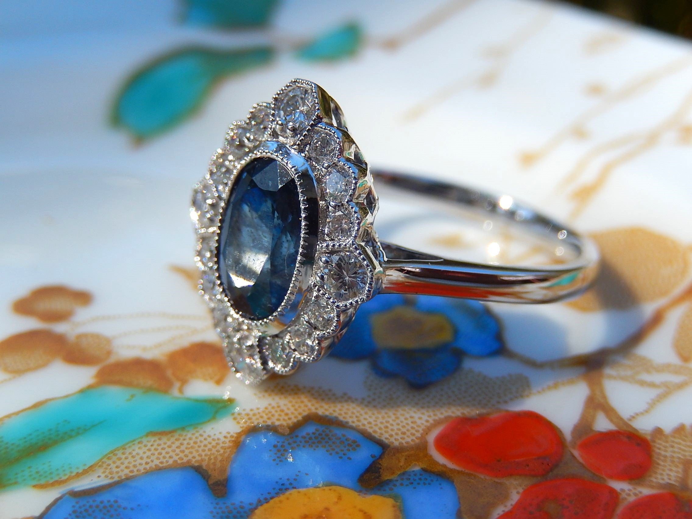 Sapphire and Diamond Ring in 18ct White Gold