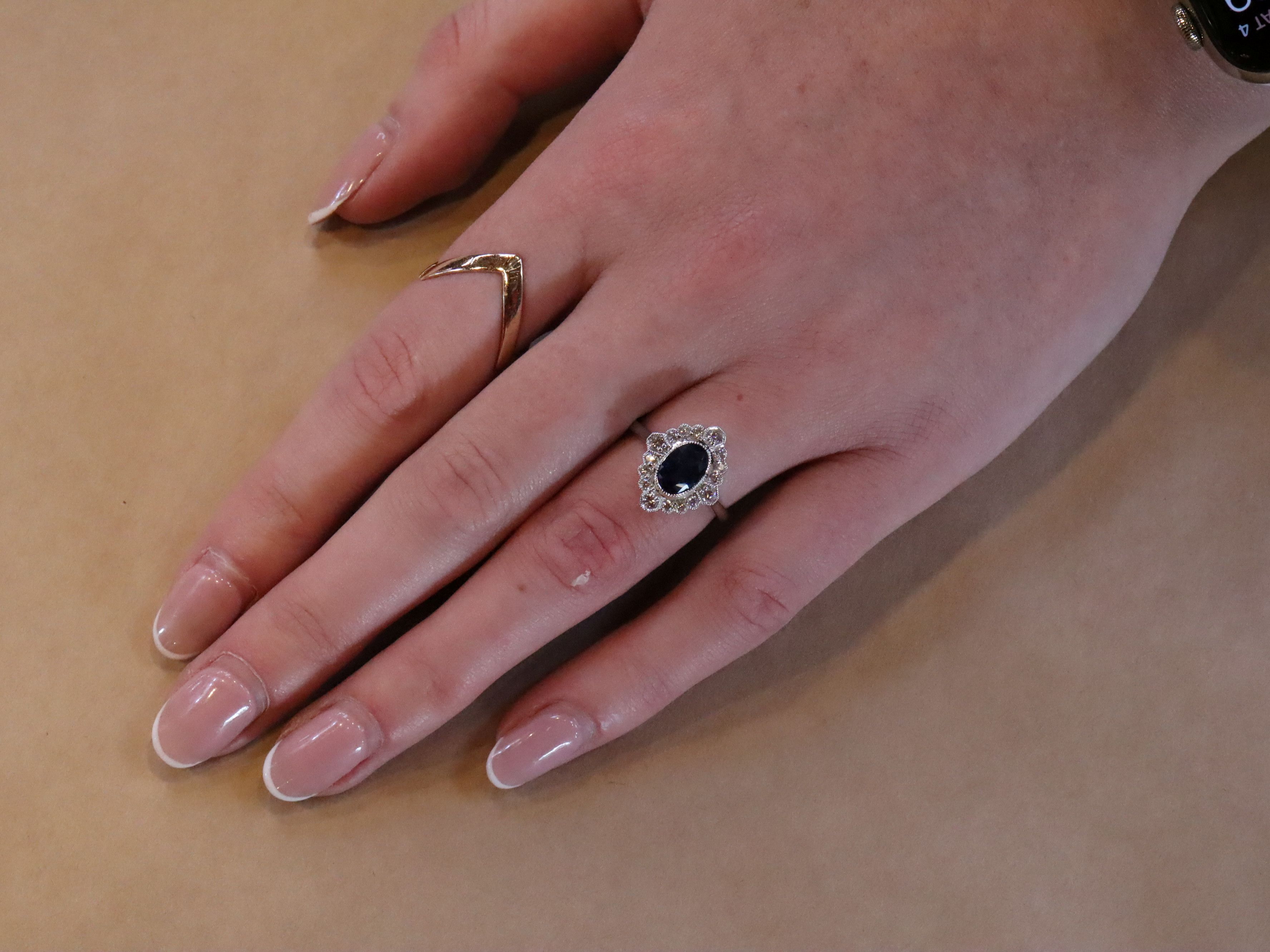 Sapphire and Diamond Ring in 18ct White Gold
