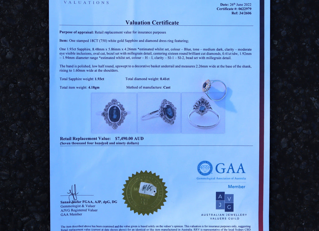 Sapphire and Diamond Ring in 18ct White Gold
