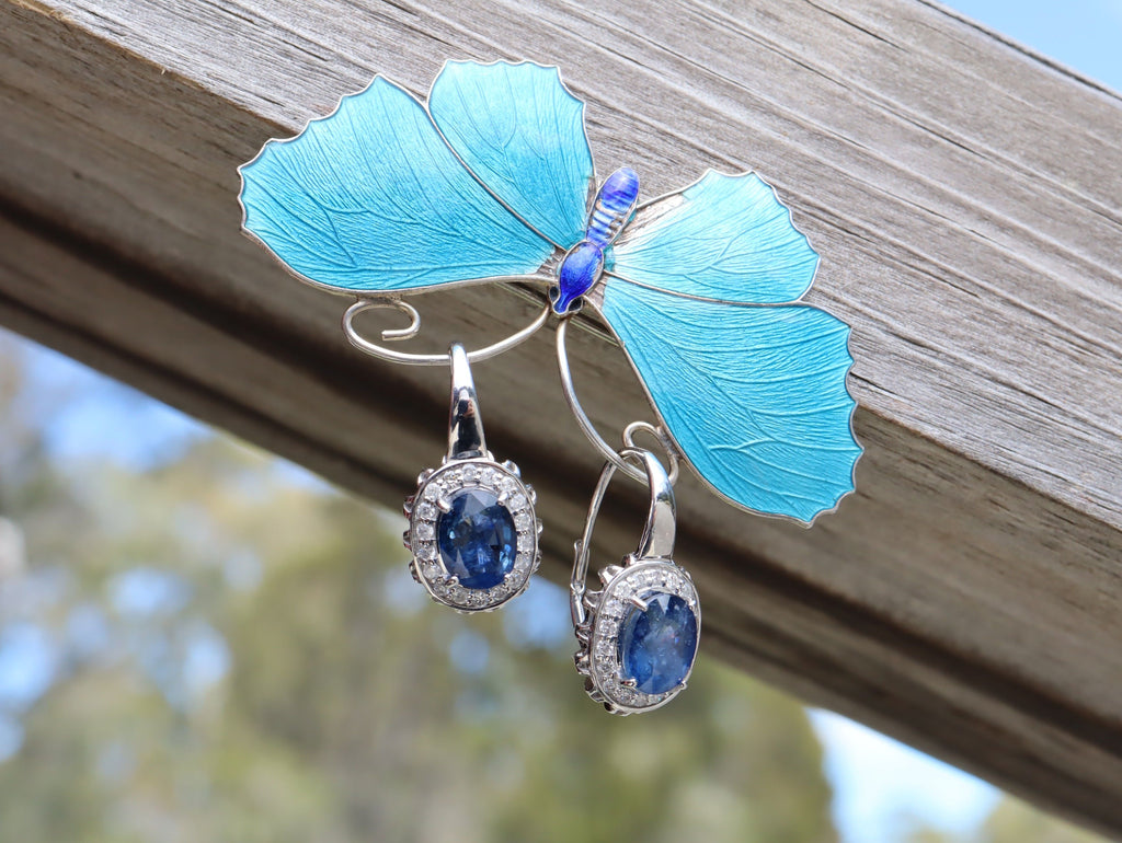 Sapphire and Diamond Earrings in 14ct Gold