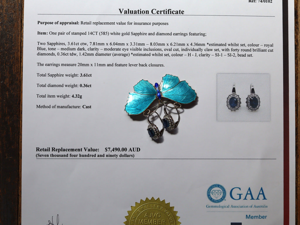 Sapphire and Diamond Earrings in 14ct Gold