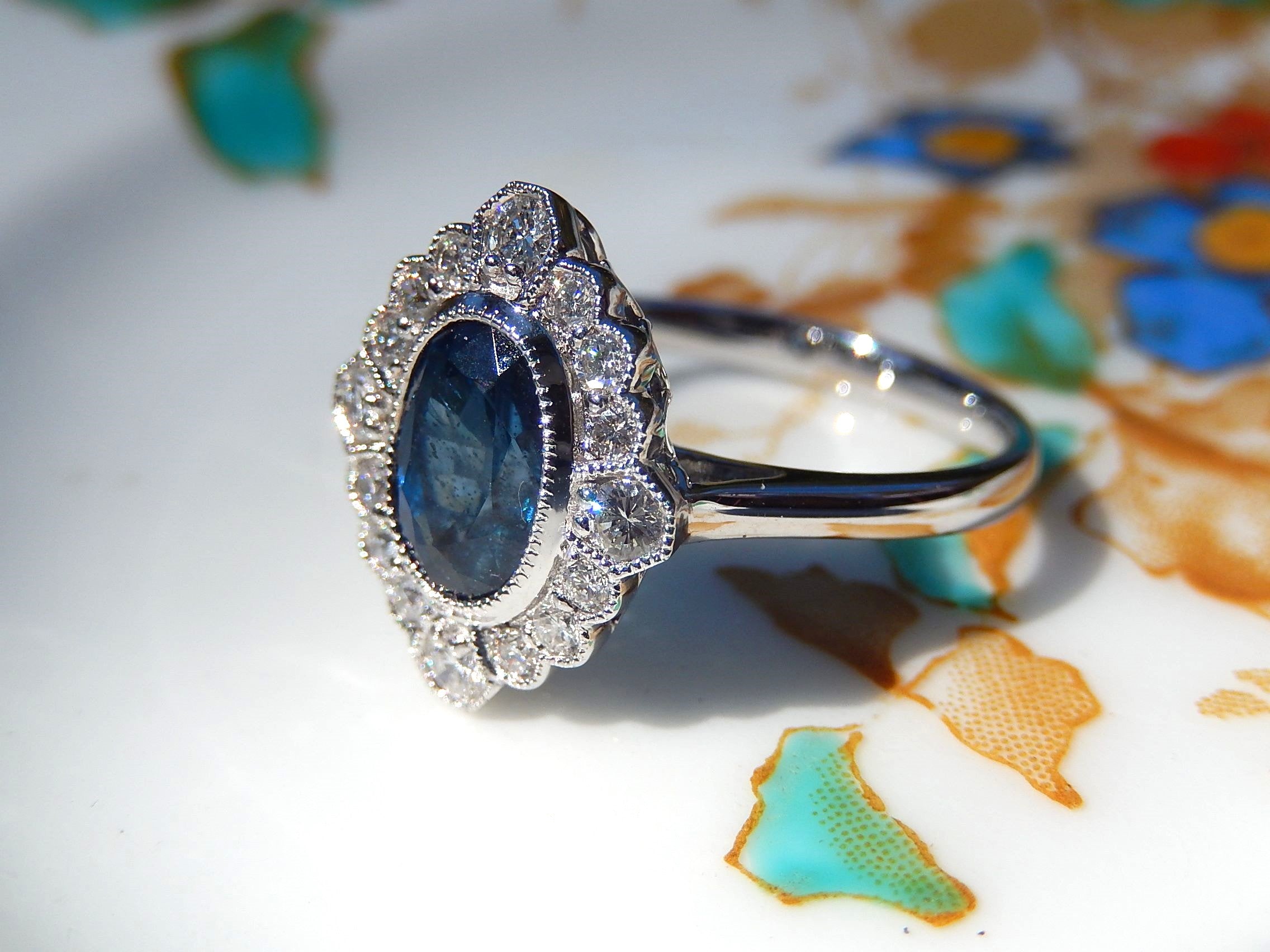 Sapphire and Diamond Ring in 18ct White Gold