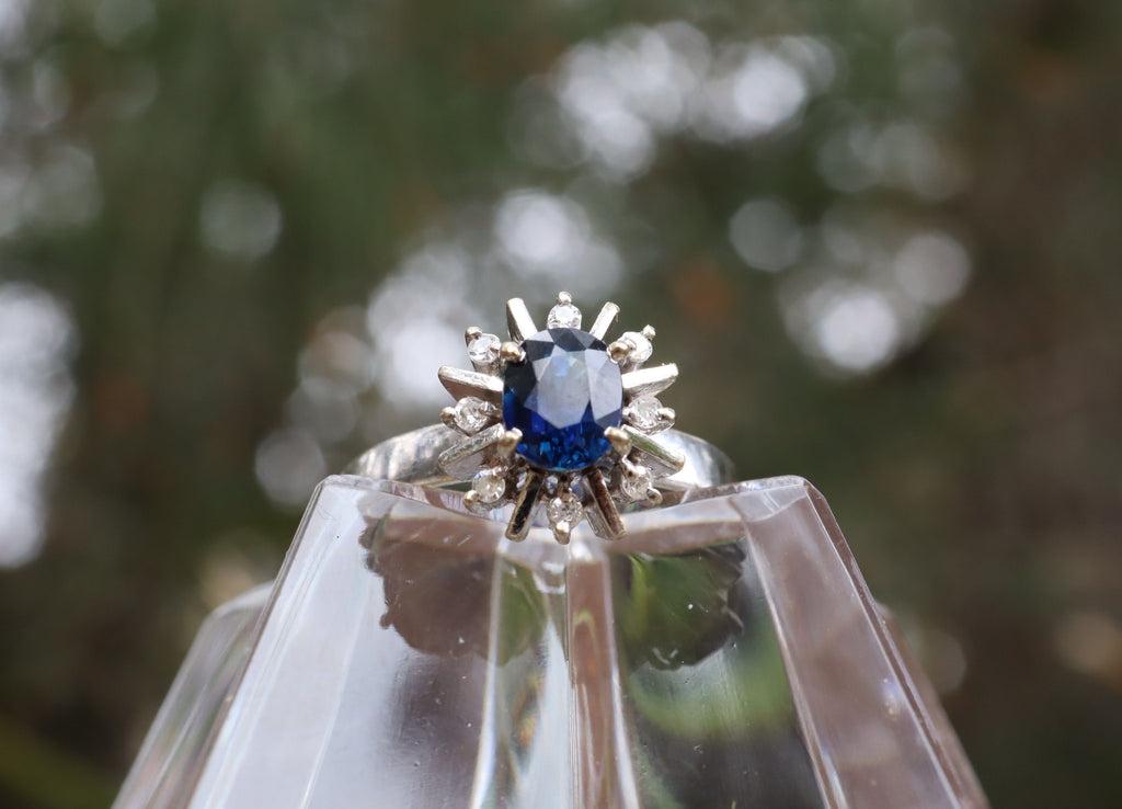 Sapphire and Diamond Cluster Ring in 18ct