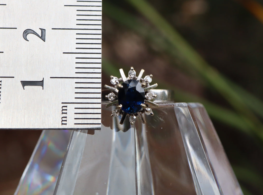 Sapphire and Diamond Cluster Ring in 18ct