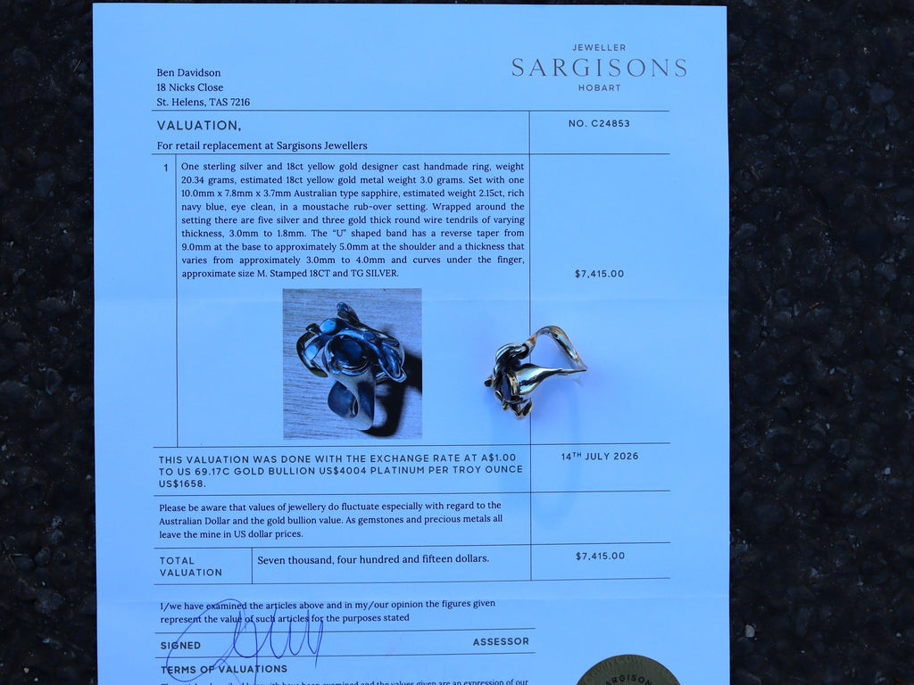 Australian Sapphire in 18ct and Sterling